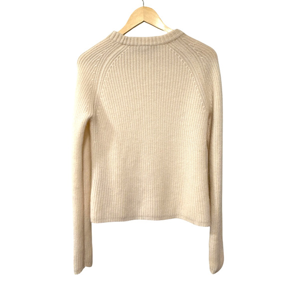 NEW Jenni Kayne S Iconic 100% CASHMERE Fisherman Sweater $425 Ivory Neutral FLAW - Picture 4 of 11
